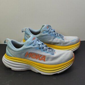 Hoka Light Blue and Yellow Running Shoes